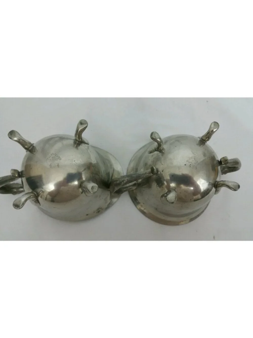 Revere Benedict Pewter Cream and Sugar Bowls Footed Service Set Metal Decor